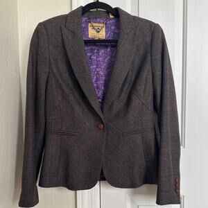 HAVE SKIRT! Ted Baker KERNALJ Wool Blend Suit Jacket One Button Blazer 6-8 Brown